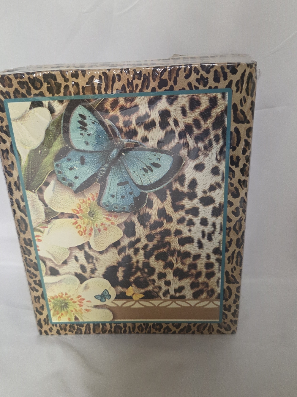 Leopard Print Decorative Photo Album with Blue Butterfly